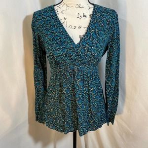 Motherhood Maternity V-Neck Long Sleeve Back Tie Blouse Sz S